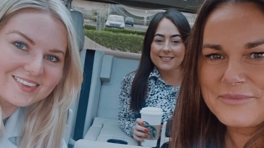 Niamh Taylor, Megan Coyle, and Lauren White in car, What It’s Really Like To Work In A Digital Marketing Agency