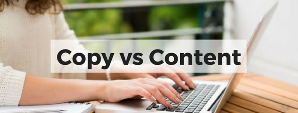 Copy vs Content, woman on laptop