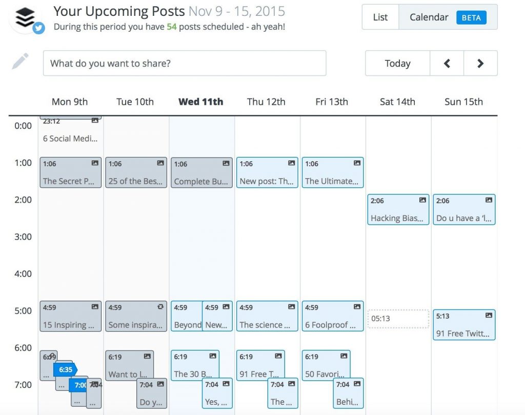 buffer social media scheduling calendar