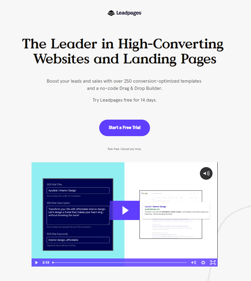 leadpages google ads landing page