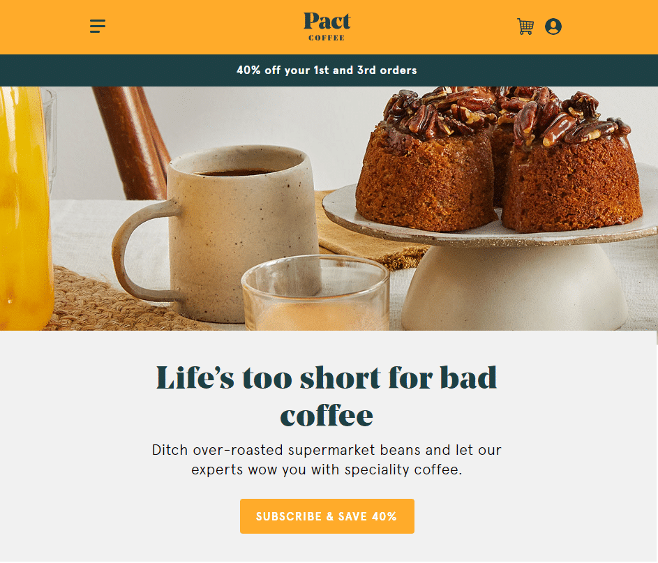 pact coffee google ads landing page